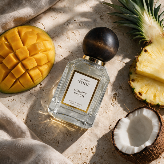 Summer Beach, Maison Nohe, entouré de ses notes : mangue, ananas, noix de coco