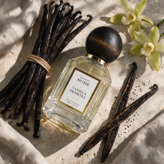 Vanilla Primeira, Maison Nohe, entouré de ses notes : vanille